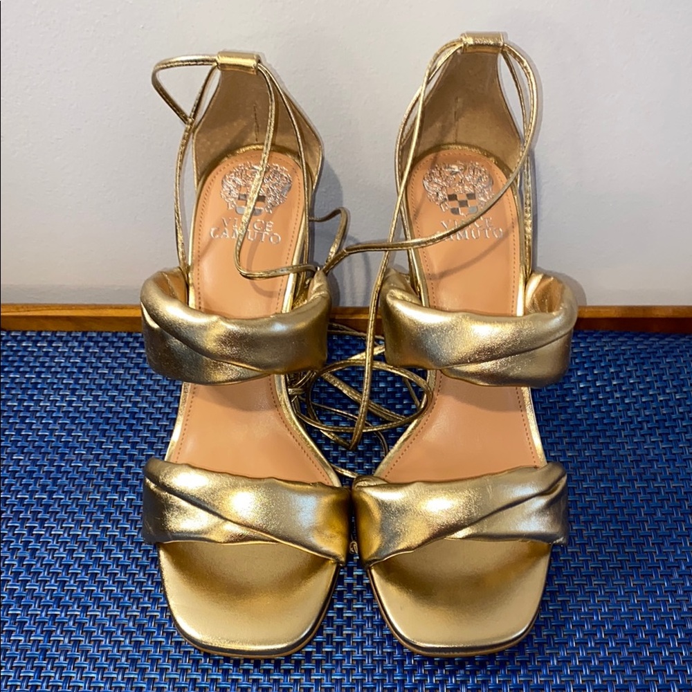 Vince Camuto Women's Andrequa High Heel Ankle Tie Sandals, sz. 10, leather NWOT